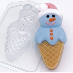 Мороженое - Снеговик, форма для мыла пластиковая