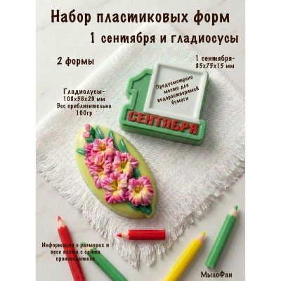 Набор пластиковых форм для мыла 1 сентября и гладиолусы