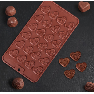 Форма для шоколада Сердечки, 21x11 см