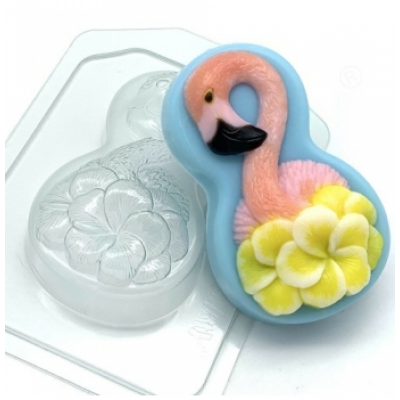 8 марта - Фламинго с цветами, форма для мыла пластиковая
