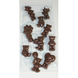 Ассорти Мишки пластиковая форма для шоколада