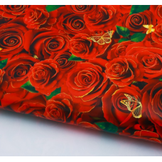 Бумага упаковочная глянцевая Розы для тебя 70 / 100 см