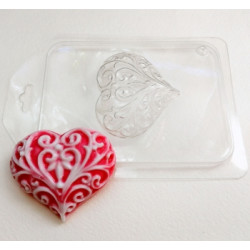Форма для мыла пластиковая Сердце узорное