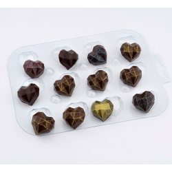 Конфеты Граненое сердце пластиковая форма для шоколада, конфет и мыла