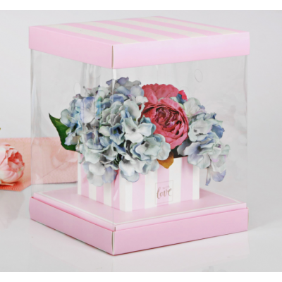 Коробка для цветов PVC-окнами With Love, складная, 23 х 30 х 23 см