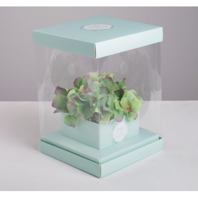 Коробка для цветов с вазой и PVC окнами складная «Любви и Счастья», 16 х 23 х 16 см