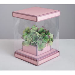 Коробка для цветов с вазой и PVC окнами складная Вдохновение, 16 х 23 х 16 см
