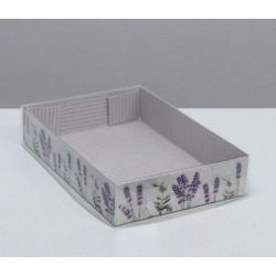 Коробка для кондитерских изделий с PVC крышкой «Лаванда», 17 х 12 х 3 см