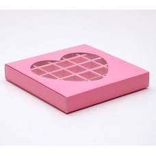 Коробка для конфет 25 шт Сердце, розовая, 22 х 22 х 3,5 см