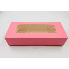 Коробка с окном розовая 17*7*4 см