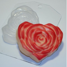 Сердце-роза пластиковая форма для мыла