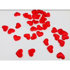 Сердечки красные 10 штук из ткани,длина 2 см