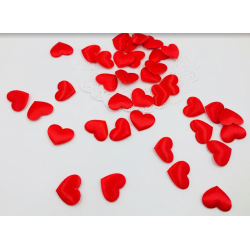 Сердечки красные 10 штук из ткани,длина 2 см
