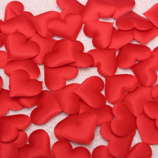 Сердечки красные  10 штук из ткани,длина 5  см