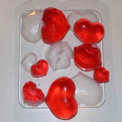 Сердечки-поцелуйчики, форма для мыла пластиковая