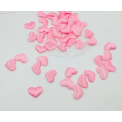 Сердечки светло-розовые  10 штук из ткани,длина 2 см