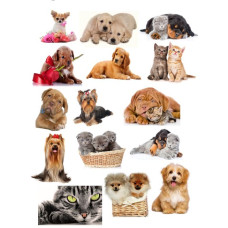 Собачки + котики картинки на водорастворимой бумаге