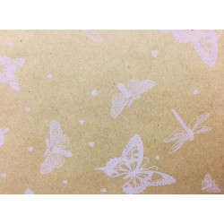 Упаковочная бумага Бабочки белые с розовинкой 1 метр шир 70 см