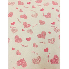 Упаковочная бумага Сердечки красные Love is 1 метр ширина 70 см
