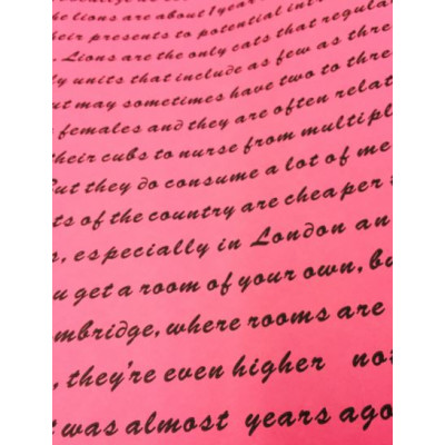 Упаковочная бумага Ярко розовая с буквами 1 метр шир 60 см