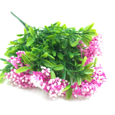 ВЕТКА--КУСТ Листвы с розовыми горошками, Пластик, L 30 см