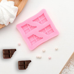 Молд силиконовый Плитка шоколада, 6,9х6 см цвет розовый