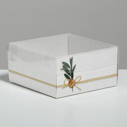 Коробка для кондитерских изделий с PVC крышкой Эко, 12 х 6 х 11,5 см