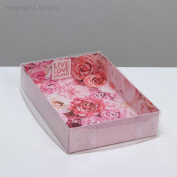 Коробка для кондитерских изделий с PVC крышкой Live Love Laugh, 17 х 12 х 3 см
