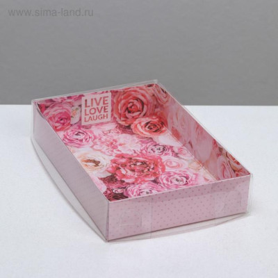 Коробка для кондитерских изделий с PVC крышкой Live Love Laugh, 17 х 12 х 3 см