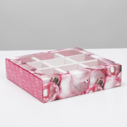 Коробка под 9 конфет с ячейками «Уютных моментов» 14,5 х 14,5 х 3,5 см