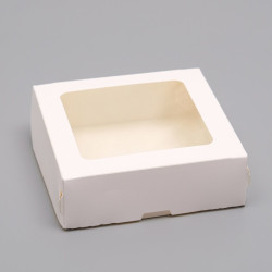 Коробка складная, с окном, белая, 10 х 10 х 3,5 см