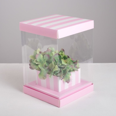 Коробка для цветов с вазой и PVC окнами складная With love, 16 х 23 х 16 см
